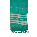 The Turquoise Chevron Stole – Handwoven Eri Silk Stole with Woven Motifs