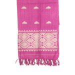 The Crimson Cottage Stole – Handwoven Eri Silk Stole with Woven Motifs