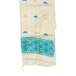 The Turquoise Peak Stole – Handwoven Eri Silk Stole with Woven Motifs